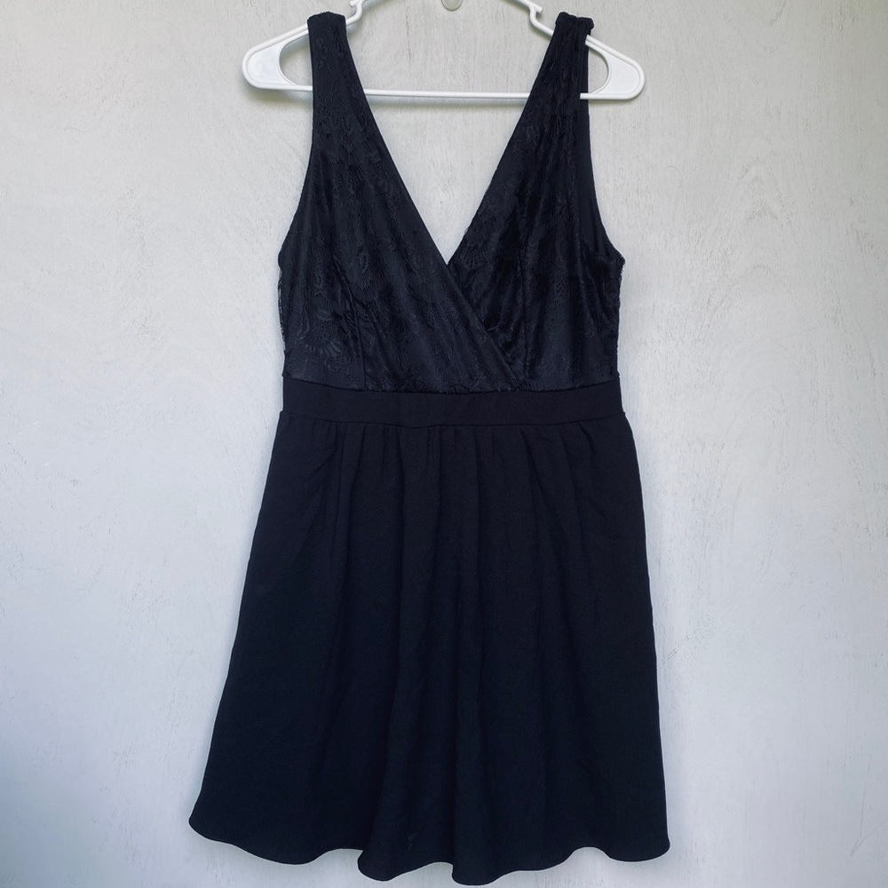 Embrace Los Angeles Black Lace Open Back Wrap Dress - Mini Length